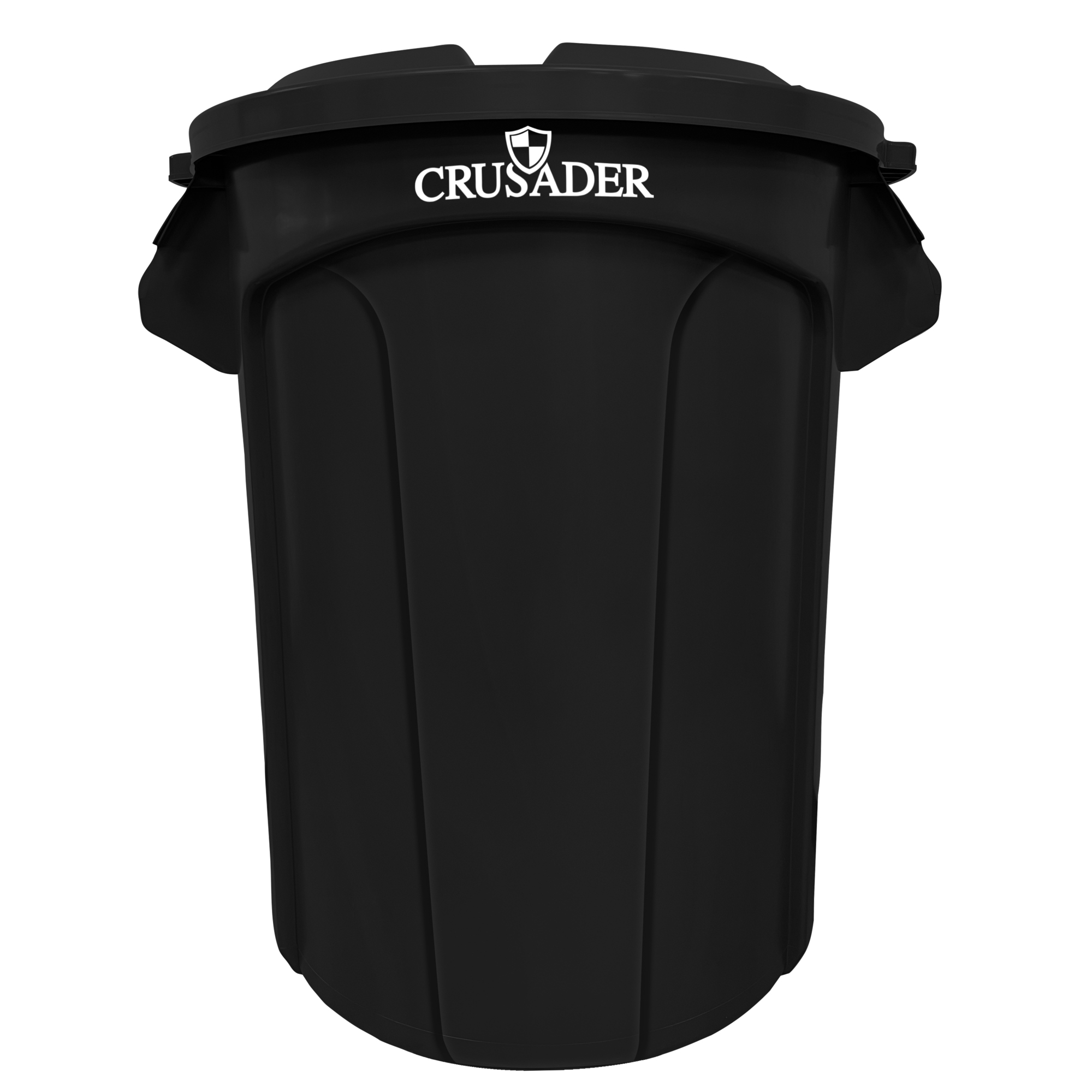 Crusader Round Heavy-duty Utility Container, 55 Gallon, 26-2/5" Dia. x 33" H, Polyethylene, Black, NSF, Made in USA